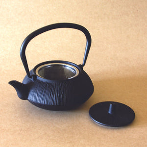 Iron Tea Pot, Multiple Line Pattern, Black Finish - 8oz
