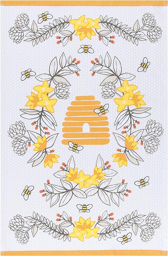 Honeybee and Flowers Kitchen Towel