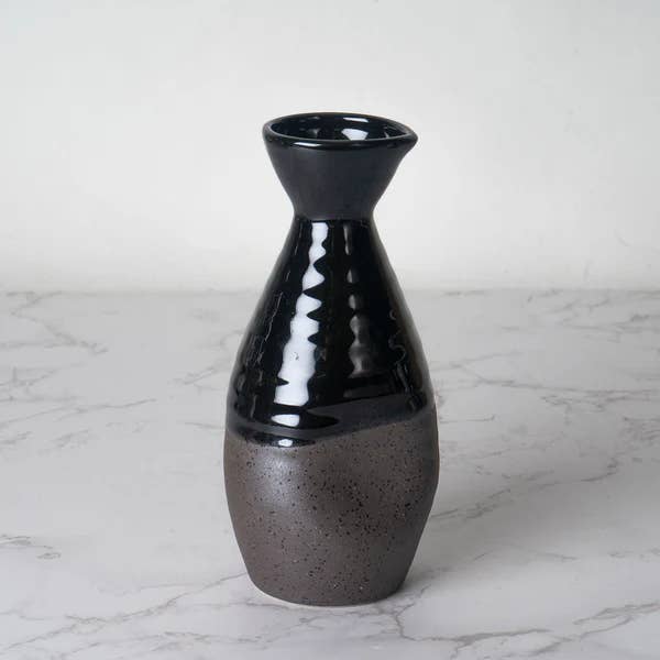Black Matte and Glossy Glazed 2 Go 10oz Sake Tokkuri Bottle - Todd