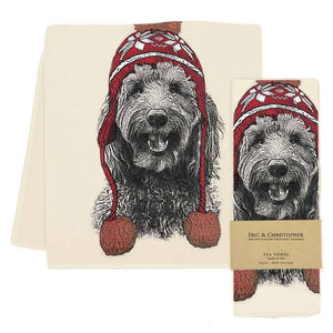 Labradoodle with Hat Tea Towel