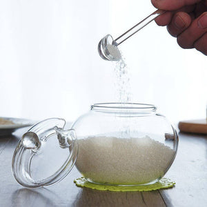 Gohobi Glass Sugar/Storage Jar with Spoon