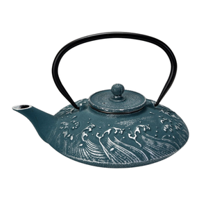 Royal Blue Waves 27oz Cast Iron Tea Pot (1/8)