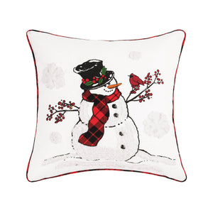 Christmas Snowman Cardinal Throw Pillow