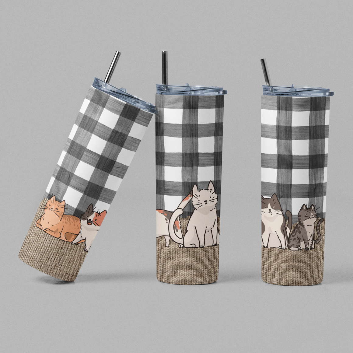 Burlap Cats Tumbler