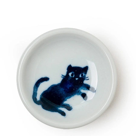 Midnight Blue Jumping Cat Small Saucer