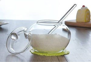 Gohobi Glass Sugar/Storage Jar with Spoon