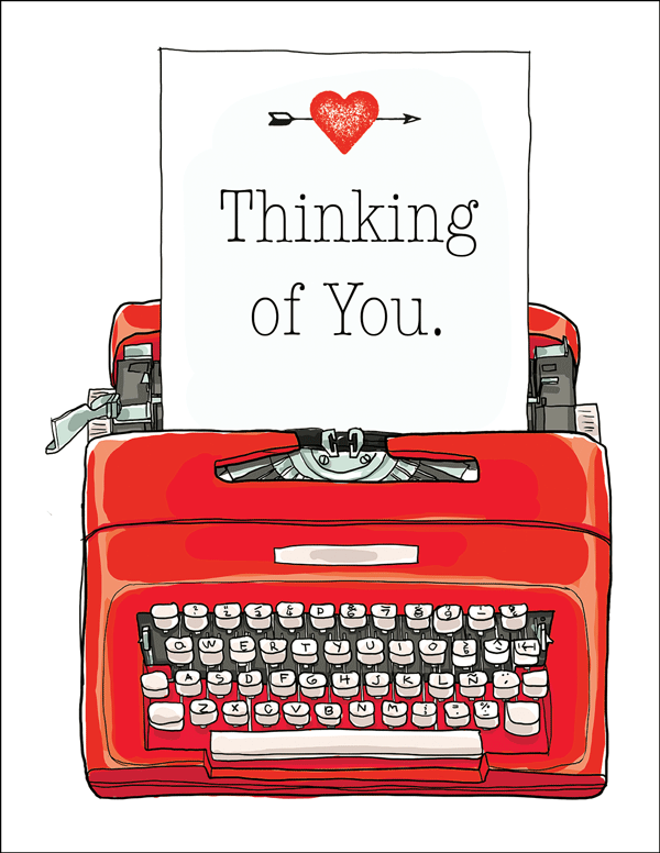 Red Typewriter Thank You Card