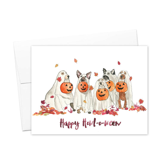 Halloween Ghost Dogs - Happy Howl-o-ween Greeting Card - Todd & Holland Tea Merchants