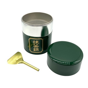 Tin Matcha Container With Mesh Sifter and Scoop