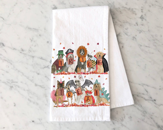 Halloween Trick or Treat Dogs Kitchen Towel - Fall Tea Towel - Todd & Holland Tea Merchants