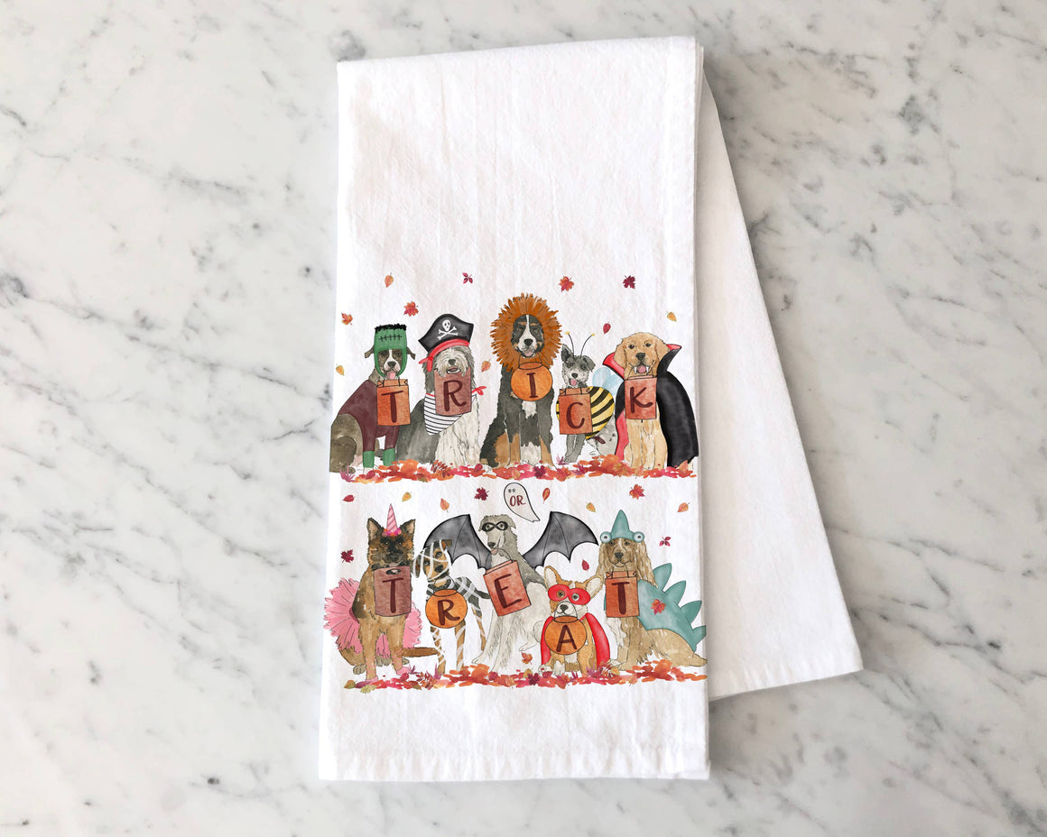 Halloween Trick or Treat Dogs Kitchen Towel - Fall Tea Towel - Todd & Holland Tea Merchants
