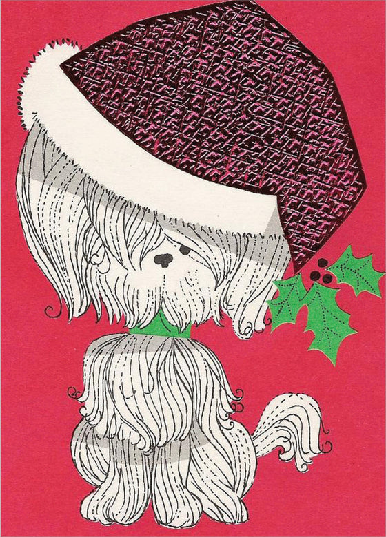 Christmas Dog With Santa's Hat, C. 1960'S Christmas Cards