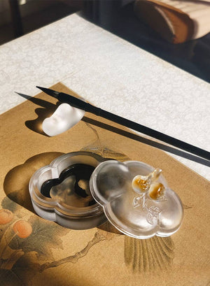 Gohobi Pate de Verre Persimmon Begonia Glass Case