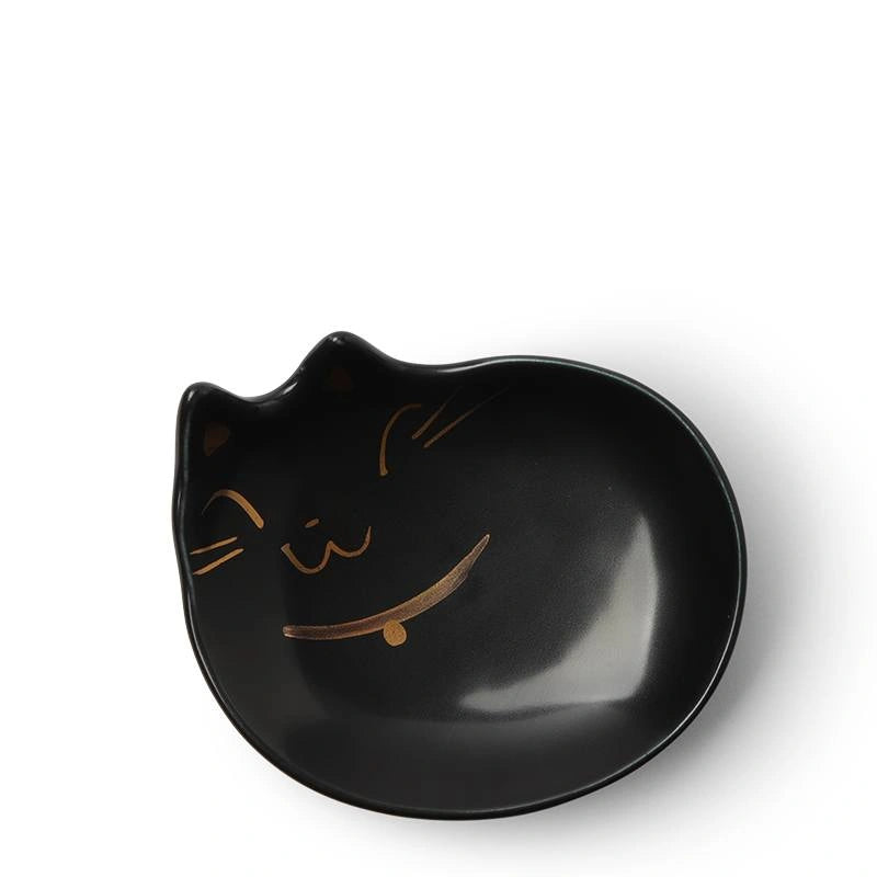Plate Mini Black Cat with Gold
