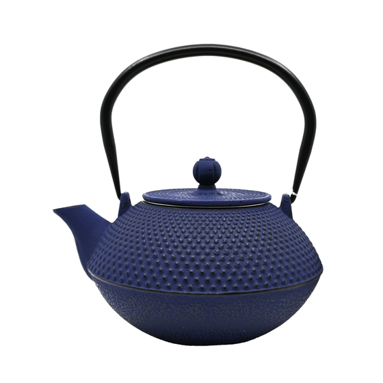 Navy Blue Hobnail Cast Iron Tea Pot (44oz)