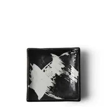 Black with Ivory Brush Stroke Sauce Dish