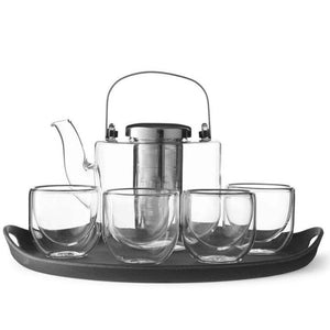 Bjorn™ 22oz / .65L Glass Teapot Set w/ Wood Tray