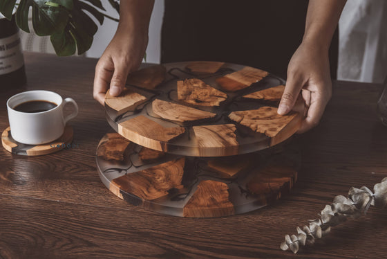 Cedar Wood and Resin Tray/Trivet