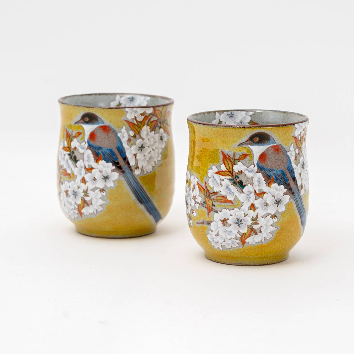 Handmade Yoshida-ya Kutani Sakura & Bird Cup - Todd & Holland Tea Merchants