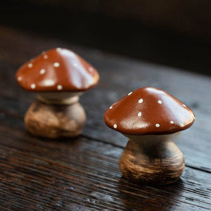 Gohobi Handmade Ceramic YiXing Clay Mushroom Ornament Tea