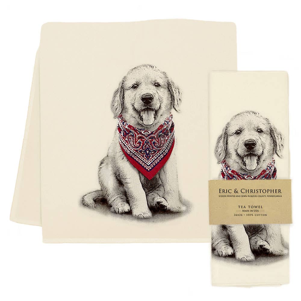 Americana Puppy Tea Towel
