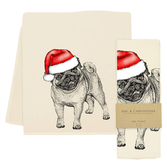 Santa Pug Tea Towel