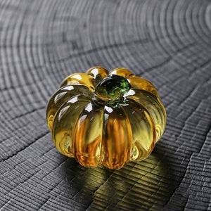 Gohobi Pate de Verre Pumpkin Glass Paperweight