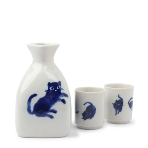 Midnight Blue Cats Sake Set