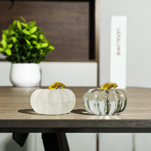 Gohobi Pate de Verre Pumpkin Glass Paperweight