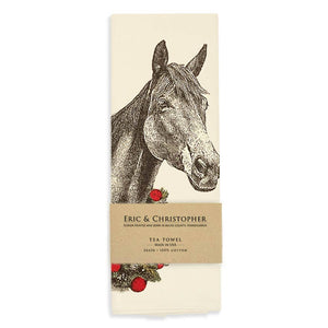 Horse with Wreath Tea Towel