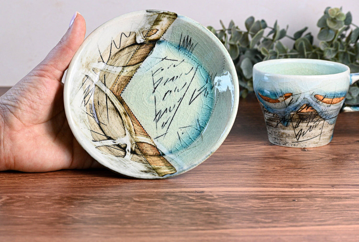 Blue Ceramic Tea Cup with Saucer, Traditional Japanese Cups - Todd & Holland Tea Merchants