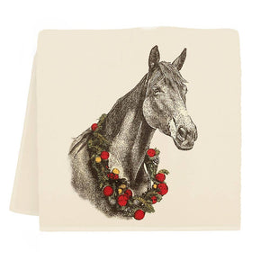 Horse with Wreath Tea Towel