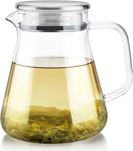 Glass Kettle with Infuser Lid -Tea Bloom (27oz)