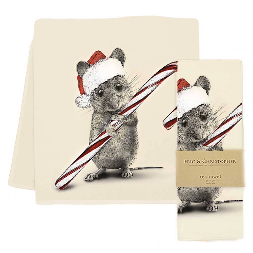 Santa Mouse 2 Tea Towel