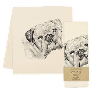 Bulldog Boxer Mix Dog Tea Towel - "Wrecker"