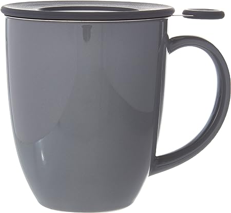 FORLIFE Brew-in-Mug Tea Infuser With Lid - Extra-Fine Mesh For Loose Leaf Tea (White)