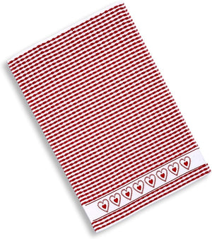 Red & White Checked Heart Terrycloth Kitchen Towel