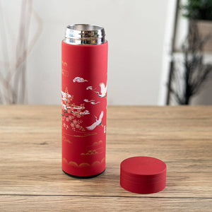 Insulated Stainless Steel Flask Cherry Blossom Cranes