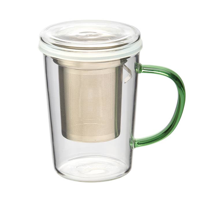 CasaWare Glass Tea Infuser Mug Green- 18oz