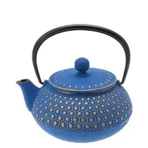 Tetsubin Cast Iron Teapot Gold And Azure Honeycomb 0.65L
