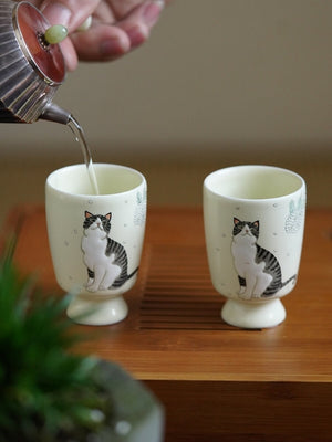 Gohobi Hand-Painted Cat Tall Tea Cup