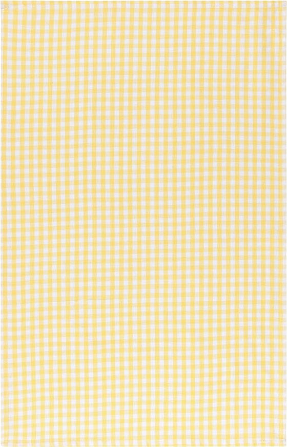 Complementing Honeybee and Flowers Kitchen Towel - Yellow Gingham