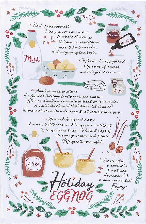 Egg Nog Recipe Kitchen Towel