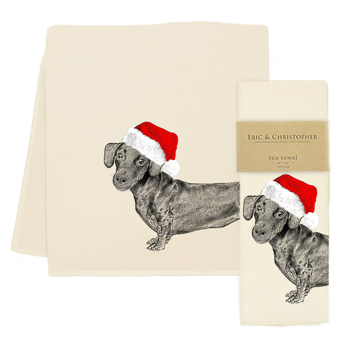 Santa Dachshund Tea Towel