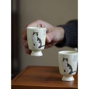 Gohobi Hand-Painted Cat Tall Tea Cup