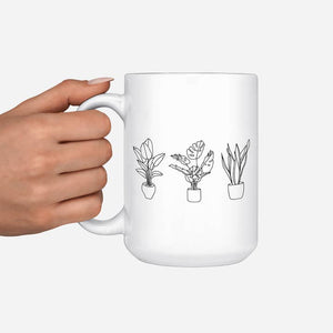 Plant Lover Line Art Mug- 15oz