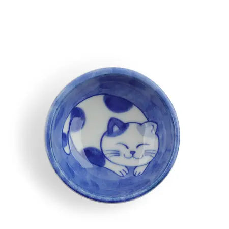 Cat Face Blue/White Trinket Dish/Tebag Holder