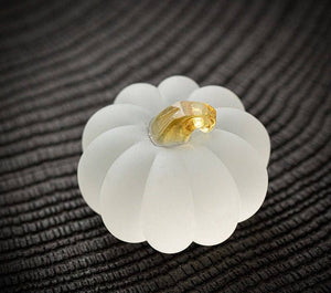 Gohobi Pate de Verre Pumpkin Glass Paperweight