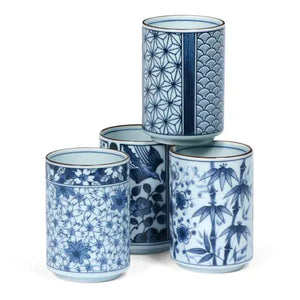 Japanese Blue & White Teacup Flowers 8oz