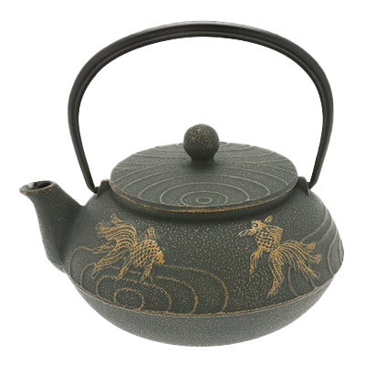 Cast Iron Bronze Goldfish Teapot